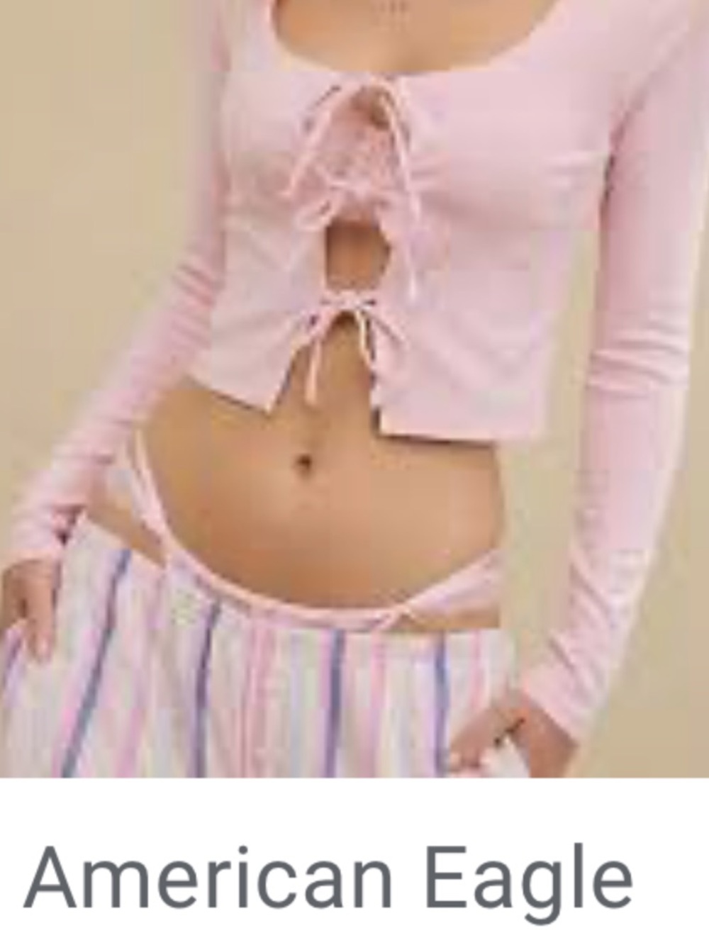 American Eagle Outfitters Light Pink Lace-Up Crop Top